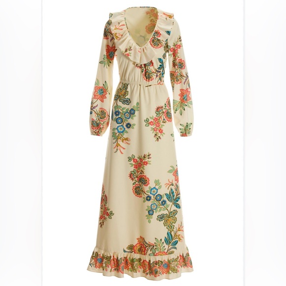 Boston Proper Dresses & Skirts - Boston Proper Boho Floral Ruffle Neck Floral Maxi Dress 8